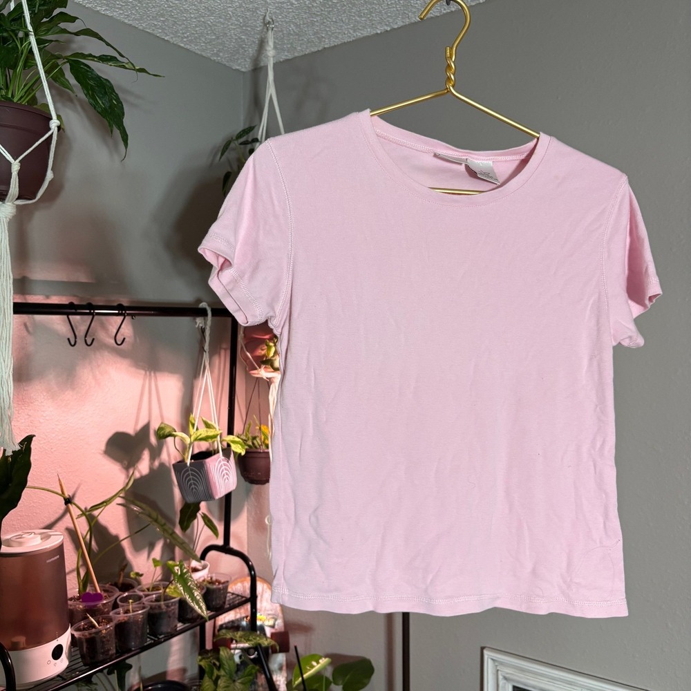 GNW Pink Cotton T-Shirt Short Sleeve Casual Top Basic Tee‎ Women's L
